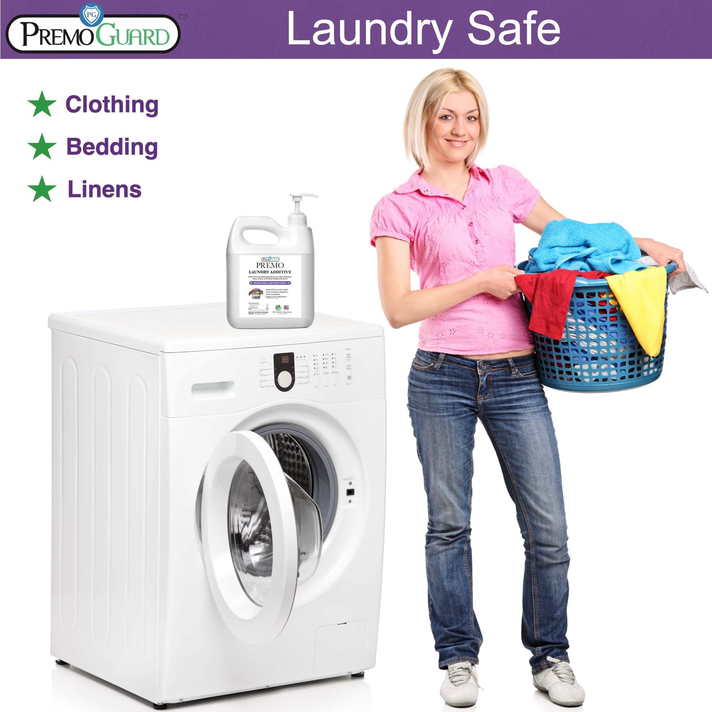 Bed Bug & Mite Laundry Additive 128 oz | Non-Toxic Treatment | Premo Guard