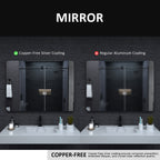24x36 inch aluminum frame round rectangular bathroom wall mirror, matte black rust proof, tempered glass mirror
