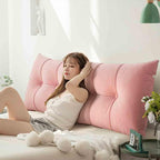 Fluffy Warm Feather-Cotton Backrest - Classic Solid Brushed Triangular Bed Cushion