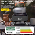 New Explorer 4000W infrared camping stove: portable, windproof, with electronic ignition for outdoor cooking.