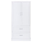 Tall Bathroom Storage Cabinet, Cabinet with Two Doors and Drawers, Adjustable Shelf, MDF Board, White