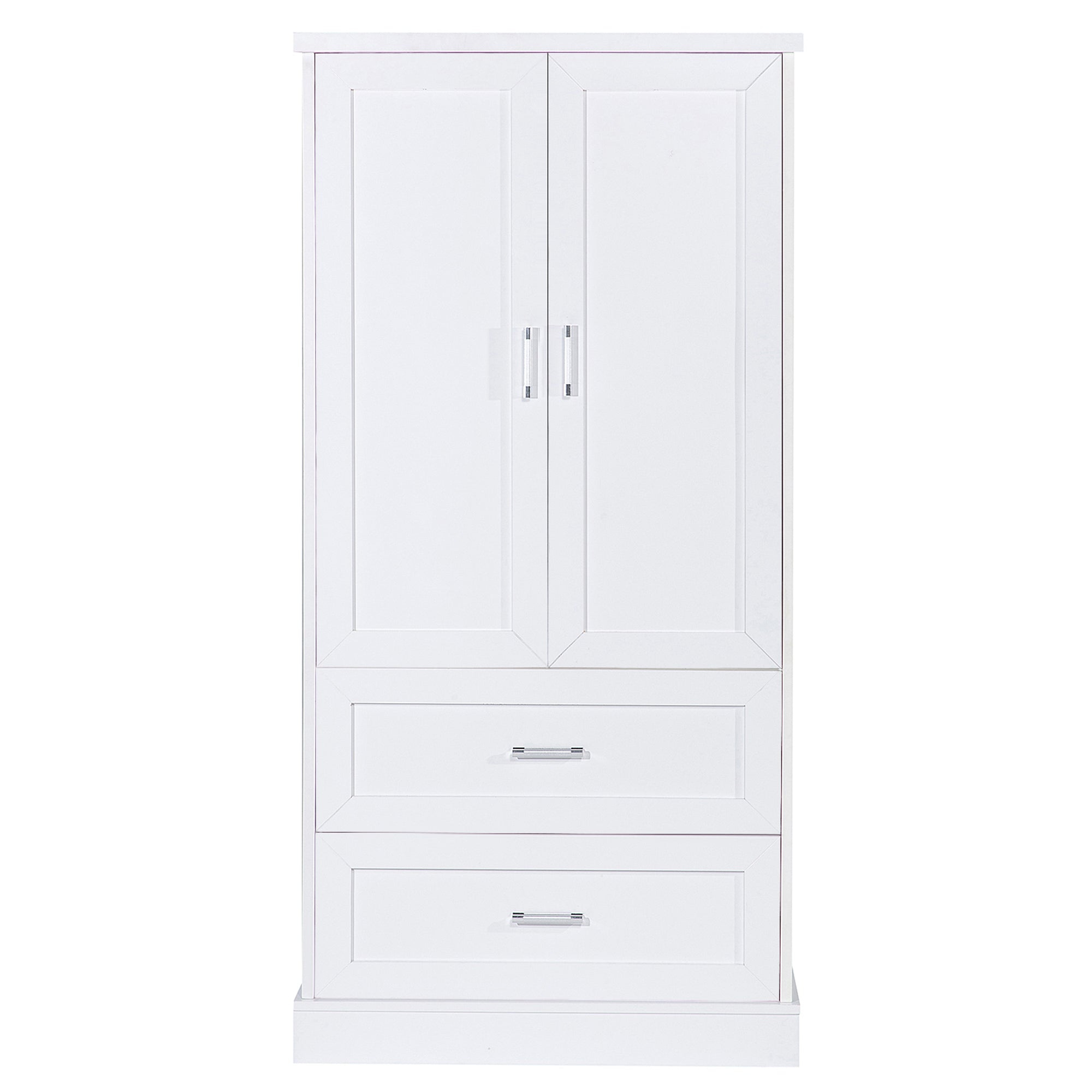 Tall Bathroom Storage Cabinet, Cabinet with Two Doors and Drawers, Adjustable Shelf, MDF Board, White