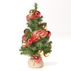 2'RED/GOLD DECORATION BURLAP TREE WITH 50 WARM WHITE LED LIGHTS-BATTERY OPERATED