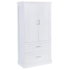Tall Bathroom Storage Cabinet, Cabinet with Two Doors and Drawers, Adjustable Shelf, MDF Board, White