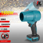Brushless turbocharged storm blower and snow blower compatible with Makita battery 18V high power