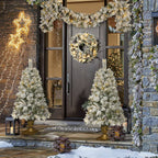 A set of 4 artificial Christmas trees, including flower garlands, flower garlands, and 2 entrance trees, with LED lights