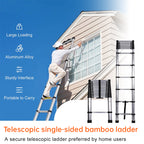 Heavy-Duty Stainless Steel Telescoping Ladder, 2.6-6.3M (8.5-20.7ft) 330lb Load, Anti-Slip Lock, for Home/RV/Attic, Room Decor