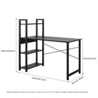 Bedroom desk, steel frame, computer desk, student desk, desk with 4 storage shelves, computer desk, metal and wood