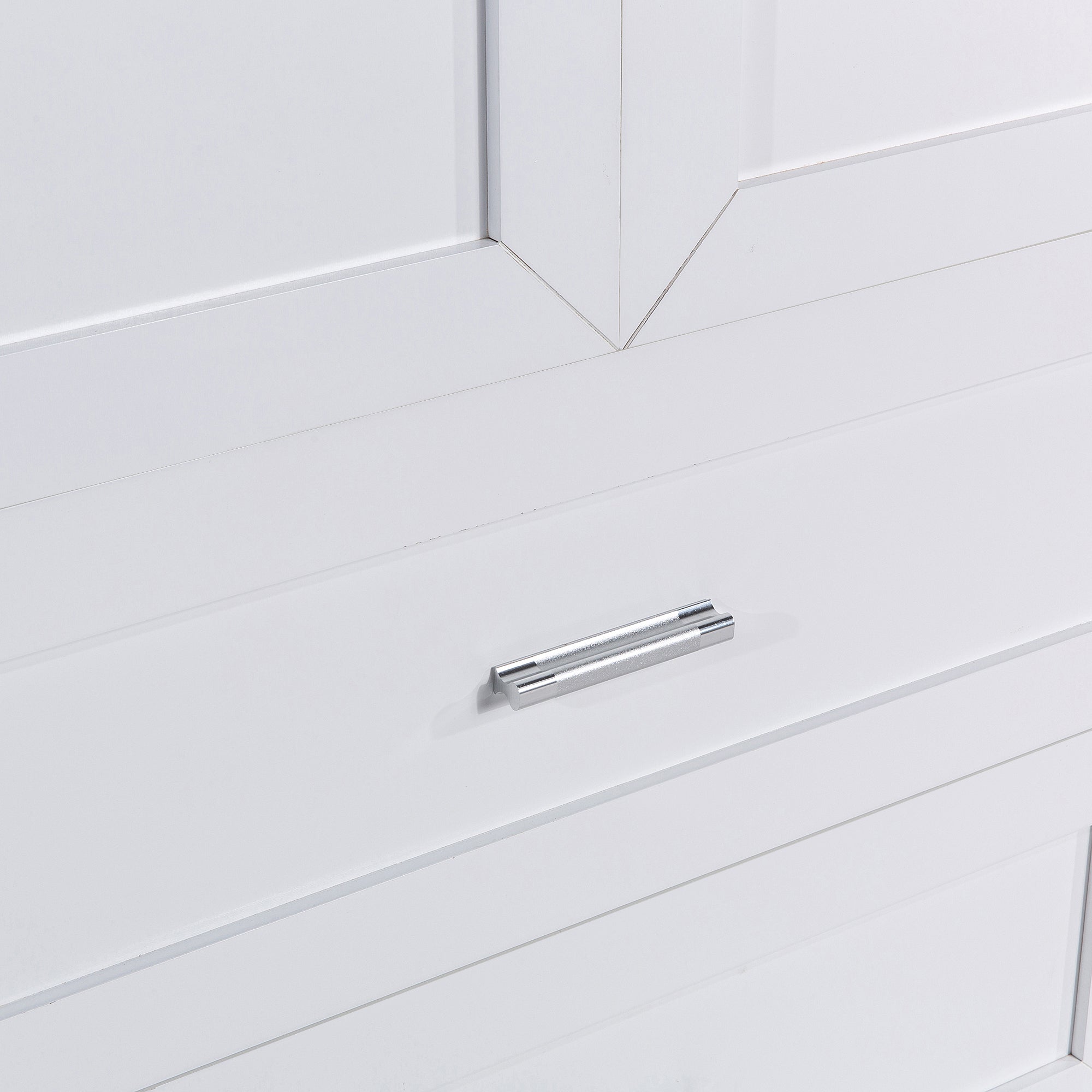 Tall Bathroom Storage Cabinet, Cabinet with Two Doors and Drawers, Adjustable Shelf, MDF Board, White