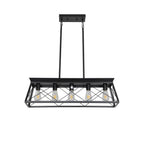 5-light farmhouse pendant light, metal pendant light island fixture, modern rectangular island light, pure black (no bulb)