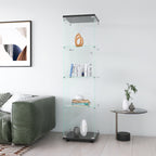 4 glass display cabinets with door shelves, floor standing antique bookshelf, 64.7 "* 16.7" * 14.3 ", black