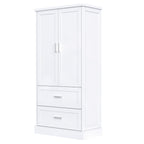 Tall Bathroom Storage Cabinet, Cabinet with Two Doors and Drawers, Adjustable Shelf, MDF Board, White