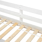 Twin Loft Wood Bed with Under-bed, Built-in Desk, a Storage Cabinet of 2 Drawers, Guardrails, Ladder,White