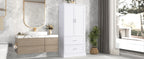 Tall Bathroom Storage Cabinet, Cabinet with Two Doors and Drawers, Adjustable Shelf, MDF Board, White