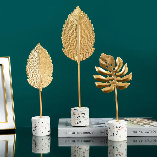 Nordic Gold Ginkgo Leaf Crafts Leaves Sculpture Luxury Decor Home