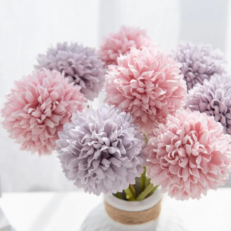 5Pcs Silk Ball Chrysanthemum Wedding Artificial Flower Christmas Decor Vase