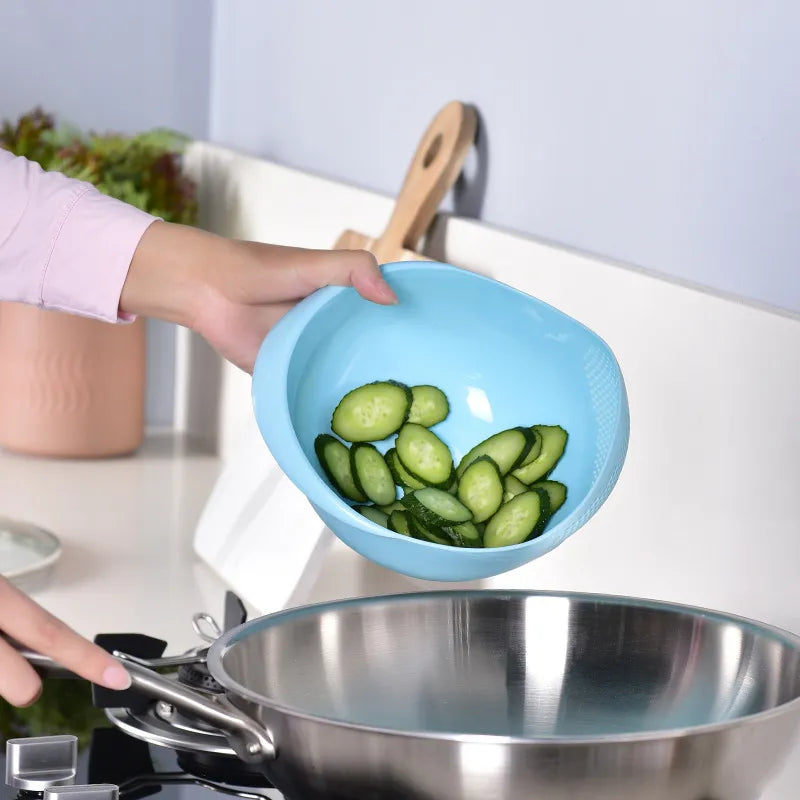 Plastic Colander Kitchen Drain Basket with Handles Rice Bowl Strainer