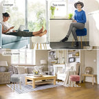 Grey Vanity Stool with Gold Legs,18” Height, Small Storage Ottoman Foot